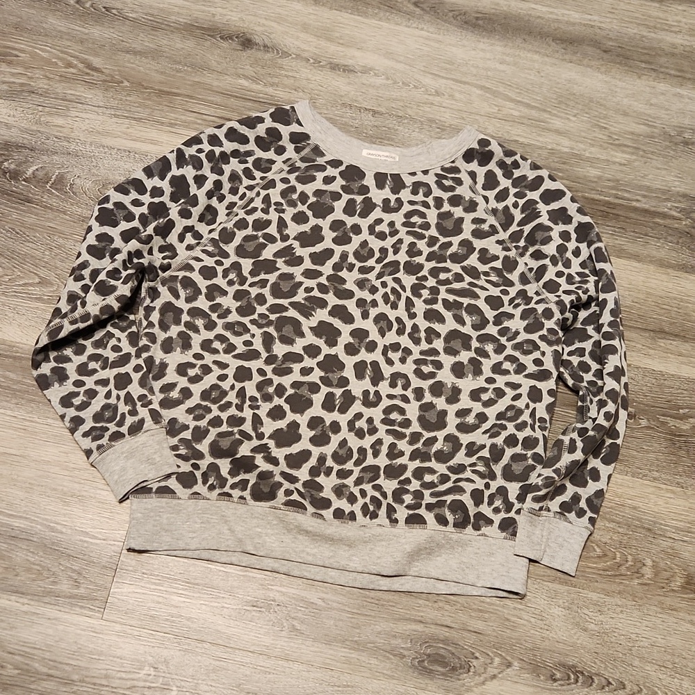 NWT Grayson Threads gray leopard print sweatshirt sz M